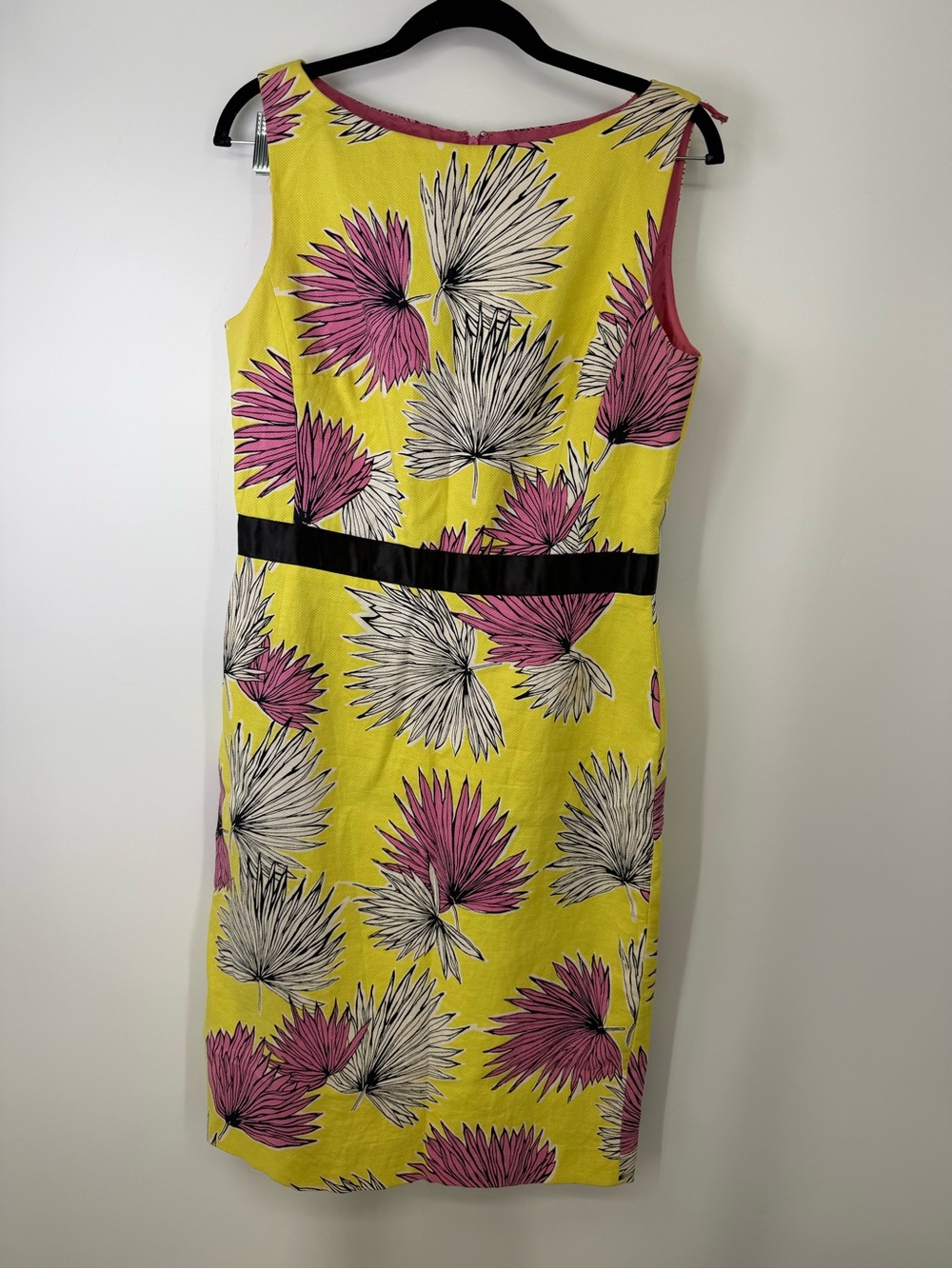 Vtg Cynthia Howie 100% cotton Sleeveless Yellow Floral Sheath Dress  size 10